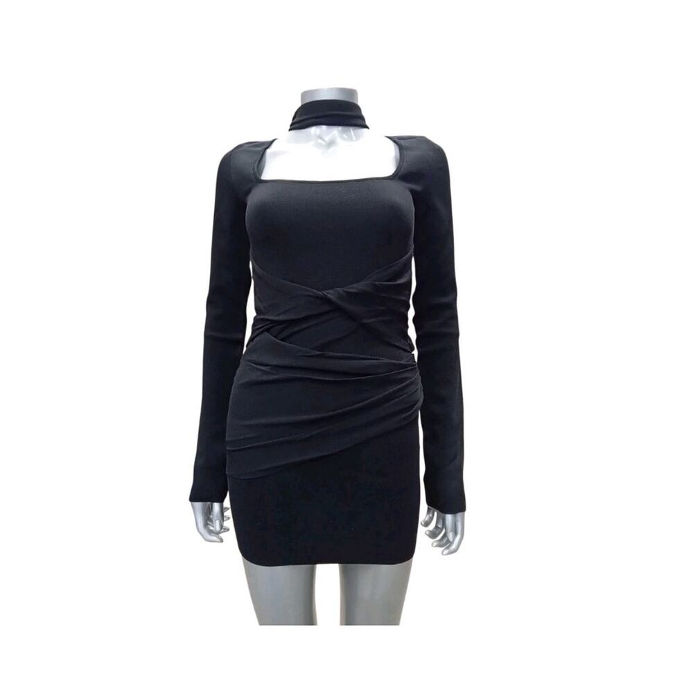 GAUGE81 Avillo Black Mini Dress XXS NWT Long Sleeve Cutout Bodycon Designer